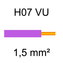 fil de câblage cuivre rigide H07VU 1.5mm² violet