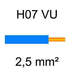 fil de câblage cuivre rigide H07VU 2.5mm² bleu