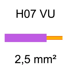 fil de câblage cuivre rigide H07VU 2.5mm² violet