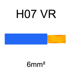 fil de câblage cuivre rigide H07VU 6mm² bleu