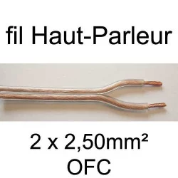 Câble hifi pour haut parleur rouge et noir 2 conducteurs 2.5mm² OFC oxygene Free copper