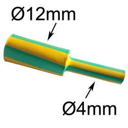 gaine thermorétractable diamètre 12mm verte et jaune