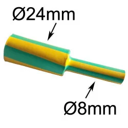 gaine thermorétractable diamètre 24mm verte et jaune