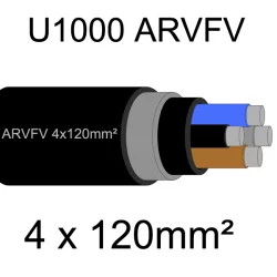 câble électrique armé aluminium ARVFV 4 conducteurs 120mm²