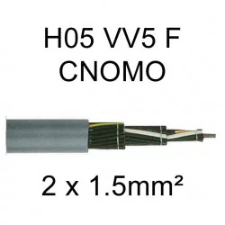 câble cuivre souple H05VV5F CNOMO 2 conducteurs 1.5mm²
