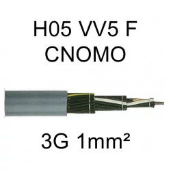 câble cuivre souple H05VV5F CNOMO 3 conducteurs 1mm²