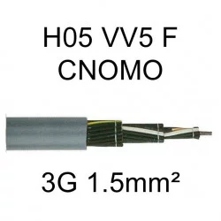 câble cuivre souple H05VV5F CNOMO 3 conducteurs 1.5mm²