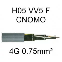 câble cuivre souple H05VV5F CNOMO 4 conducteurs 0.75mm²