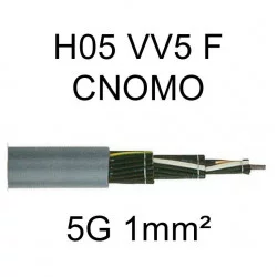 câble cuivre souple H05VV5F CNOMO 5 conducteurs 1mm²