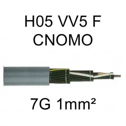 câble cuivre souple H05VV5F CNOMO 7 conducteurs 1mm²