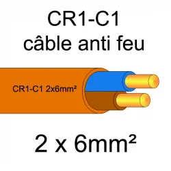 câble électrique résistant au feu CR1-C1 2x6mm²