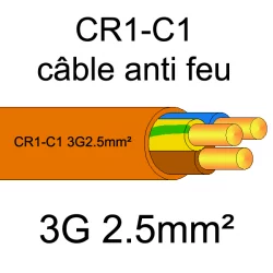 câble électrique résistant au feu CR1-C1 3G2.5mm²