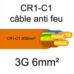 câble électrique résistant au feu CR1-C1 3G6mm²