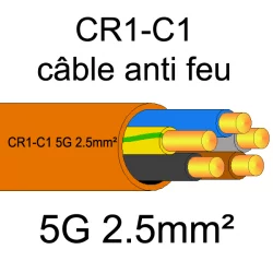 câble électrique résistant au feu CR1-C1 5G2.5mm²