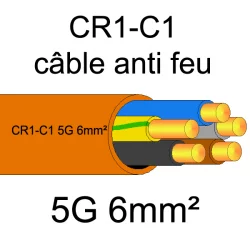 câble électrique résistant au feu CR1-C1 5G6mm²