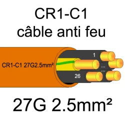 câble électrique résistant au feu CR1-C1 27G2.5mm²
