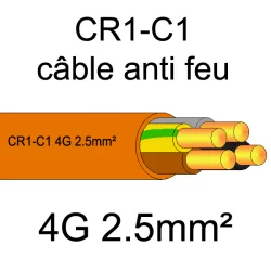 câble électrique résistant au feu CR1-C1 4G2.5mm²