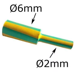 gaine thermorétractable diamètre 6mm verte et jaune