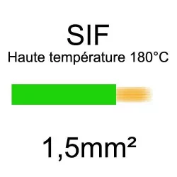 fil cuivre souple haute température isolé silicone 1.5mm2 vert