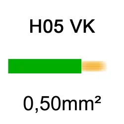 fil de câblage cuivre souple isolé PVC H05VK 0.5mm² vert