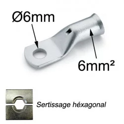 cosse à sertir cuivre étamé 6mm² trou M6 cosse à sertir cuivre étamé 6mm² trou M6