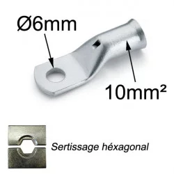 cosse à sertir cuivre étamé 10mm² trou M6 cosse à sertir cuivre étamé 10mm² trou M6