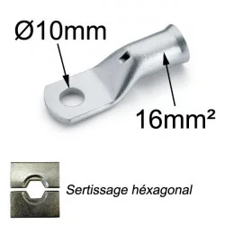 cosse à sertir cuivre étamé 16mm² trou M10 cosse à sertir cuivre étamé 16mm² trou M10