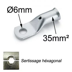 cosse à sertir cuivre étamé 35mm² trou M6 cosse à sertir cuivre étamé 35mm² trou M6