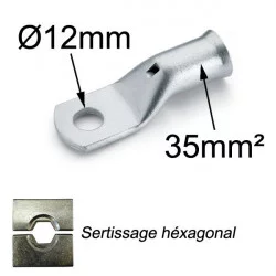 cosse à sertir cuivre étamé 35mm² trou M12 cosse à sertir cuivre étamé 35mm² trou M12