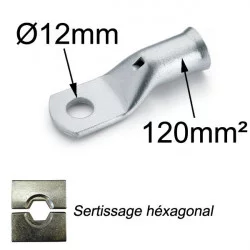cosse à sertir cuivre étamé 120mm² trou M12