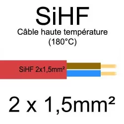 câble électrique cuivre souple isolé silicone SIHF 2 conducteurs 1.5mm²