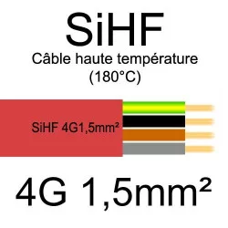 câble électrique cuivre souple isolé silicone SIHF 4 conducteurs 1.5mm²