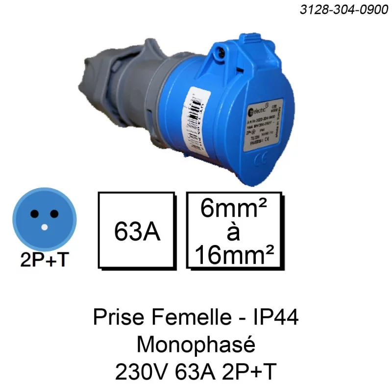 Prise industrielle IP44 IK08