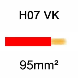 fil de câblage en cuivre souple isolé PVC série H07VK 95mm² rouge