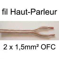 Câble hifi pour haut parleur rouge et noir 2 conducteurs 1.5mm² OFC Oxygène Free Copper