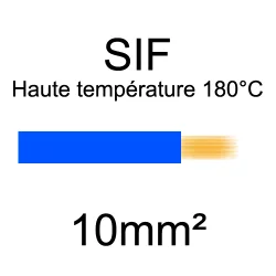 fil cuivre souple haute température isolé silicone 10mm2 bleu