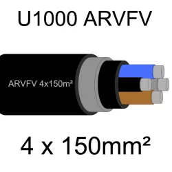 câble électrique armé aluminium ARVFV 4 conducteurs 150mm²