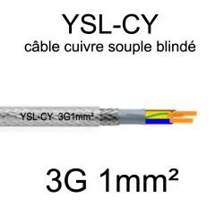 câble électrique cuivre souple blindé YSL-CY 3 conducteurs 1mm²