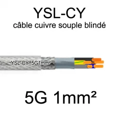 câble électrique cuivre souple blindé YSL-CY 5 conducteurs 1mm²