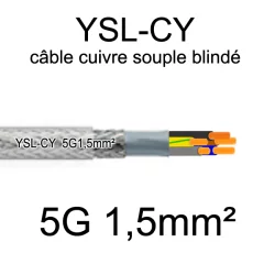 câble électrique cuivre souple blindé YSL-CY 5 conducteurs 1.5mm²