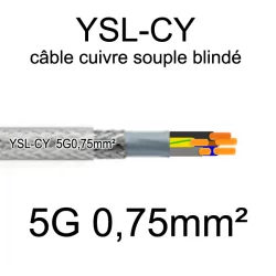câble électrique cuivre souple blindé YSL-CY 5 conducteurs 0.75mm²