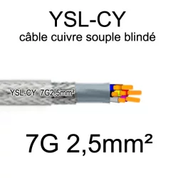 câble électrique cuivre souple blindé YSL-CY 7 conducteurs 2.5mm²