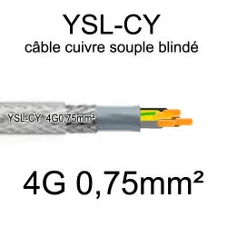 câble électrique cuivre souple blindé YSL-CY 4 conducteurs 0.75mm²