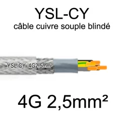câble électrique cuivre souple blindé YSL-CY 4 conducteurs 2.5mm²