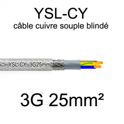 câble électrique cuivre souple blindé YSL-CY 3 conducteurs 25mm²