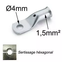 cosse à sertir cuivre étamé 1.5mm² trou M4 cosse à sertir cuivre étamé 1.5mm² trou M4