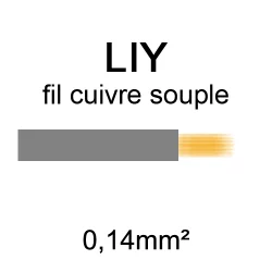 fil de câblage en cuivre souple série LIY section 0.14mm² gris