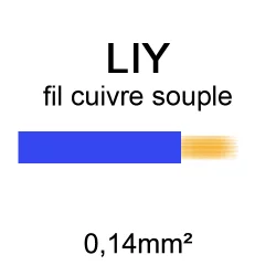 fil de câblage en cuivre souple série LIY section 0.14mm² bleu