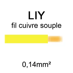fil de câblage en cuivre souple série LIY section 0.14mm² jaune