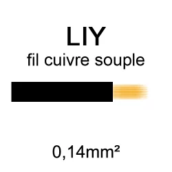 fil de câblage en cuivre souple série LIY section 0.14mm² noir